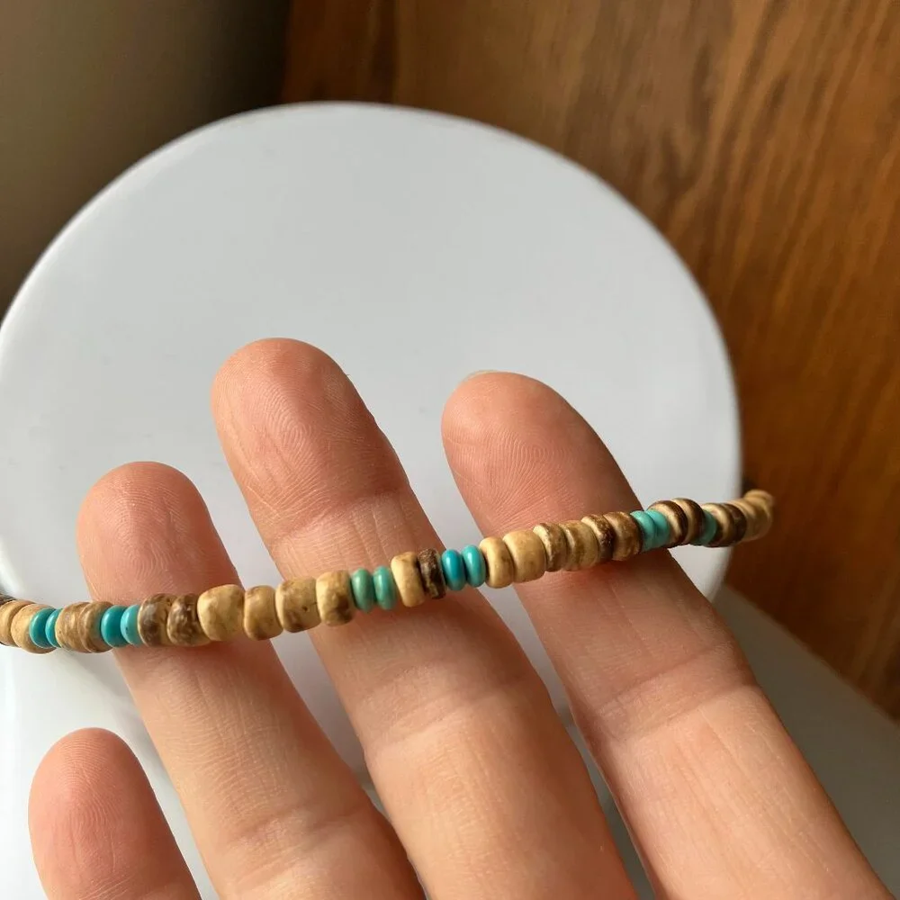 Hand Crafted turquoise wooden